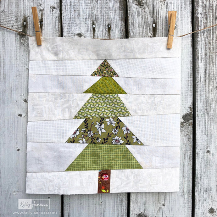 Lone Pine Tree FPP Quilt Block Pattern