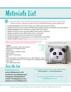 Panda Love Mini Quilt Pattern - CAN$